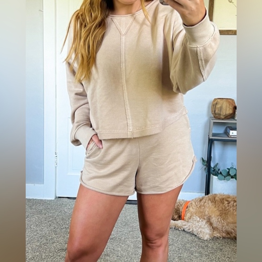 Aerie marching crop sweatshirt and short set